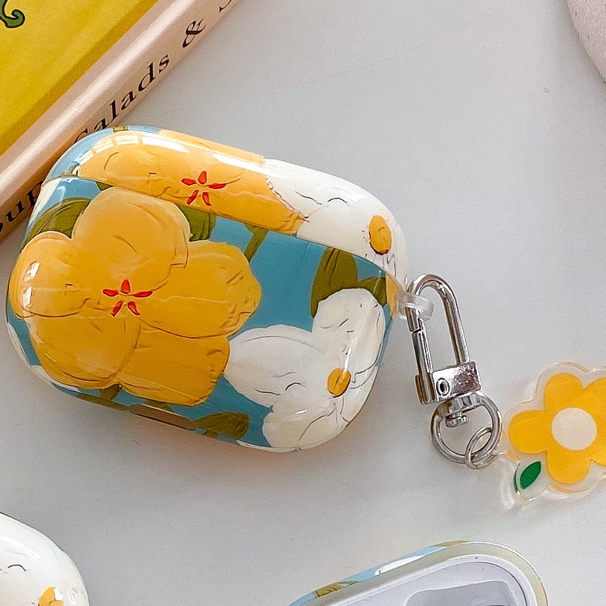 Vỏ Bảo Vệ Hộp Sạc Tai Nghe Airpods 3 1 2 pro Bằng Silicon Họa Tiết Hoa Tím Xinh Xắn Kèm Móc Treo Tiện Dụng