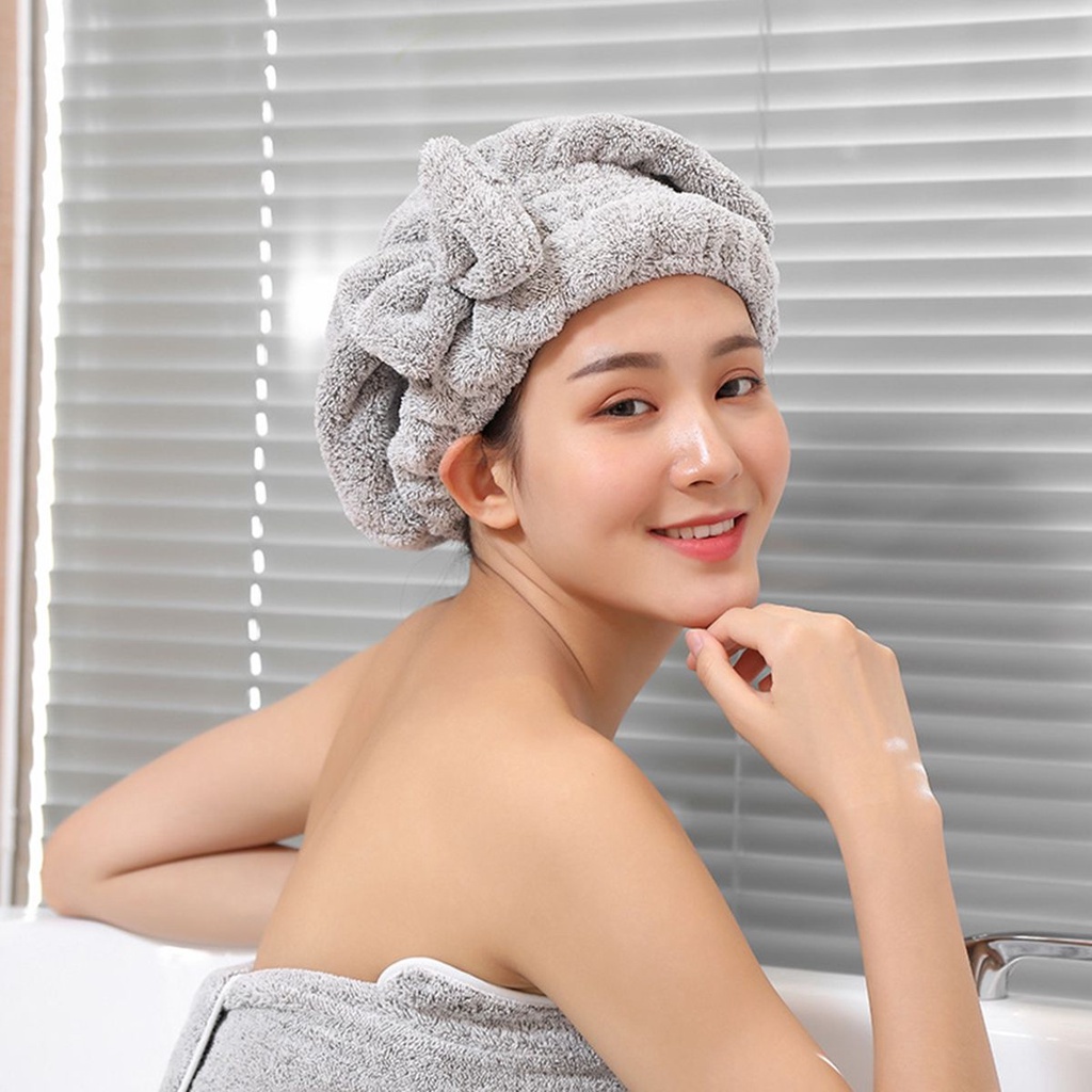 Mũ tắm trùm đầu làm khô tóc bằng sợi tre kháng khuẩn nhanh khô cho nữ