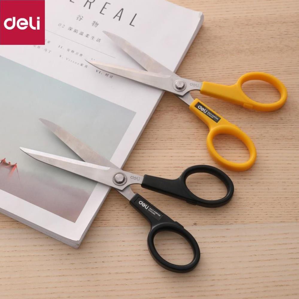 Kéo văn phòng 220mm Deli, Đen/Vàng - 1 chiếc - E6014