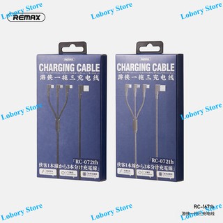 Cáp sạc 3in1 Remax RC-167th đầu chữ L dây vải dù 1 mét
