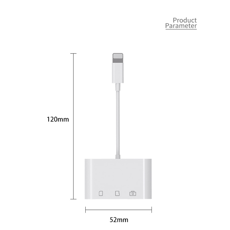 Đầu Đọc Thẻ Nhớ Sd / Tf 3 Trong 1 Với Cổng Usb 2.0 Otg Cho Iphone / Ipad