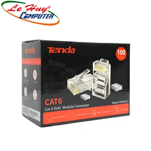 Đầu Bấm Mạng RJ45 Tenda TEH60510 CAT6 - Hàng Chính Hãng