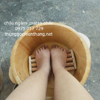 Chậu ngâm chân ⚡ HÀNG LOẠI 1 ⚡ bồn ngâm chân gỗ thông Mỹ có bàn lăn chân-chậu gỗ ngâm chân thảo dược-bồn ngâm