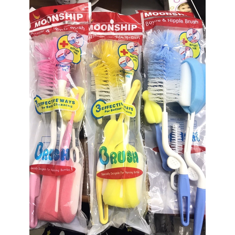 Bộ cọ rửa bình sữa, Cọ bình sữa 4 chi tiết xoay 360 độ siêu tiện lợi