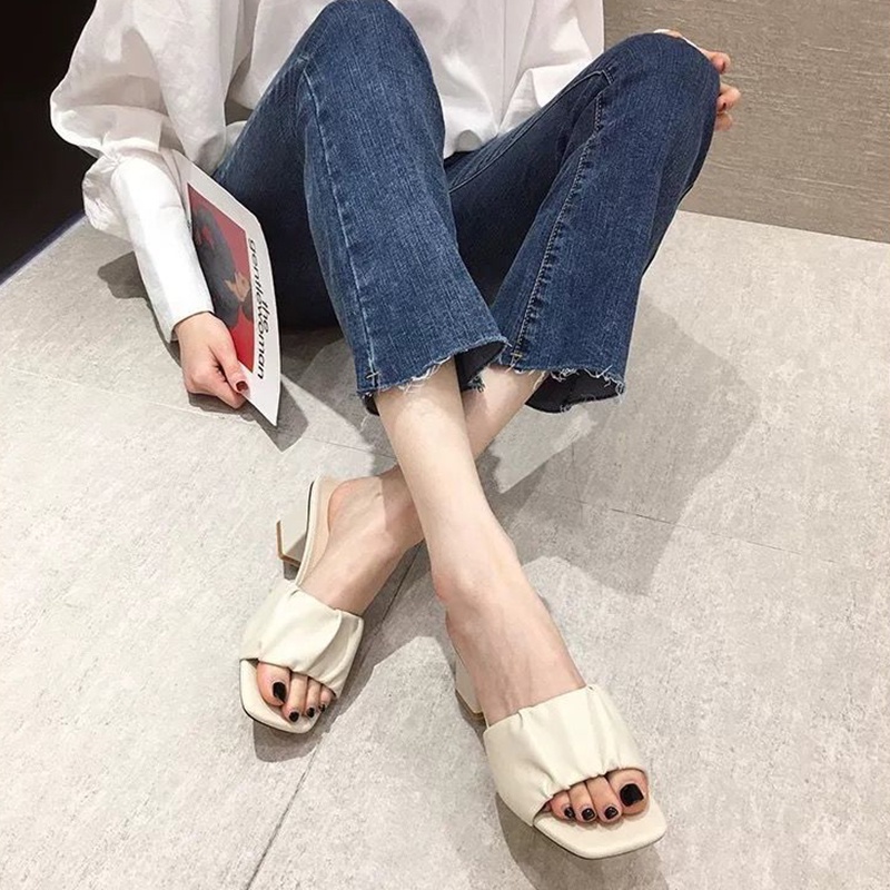 Ielgy Dép Sandal Hở Ngón Gót Dày Thời Trang Đi Biển Mùa Hè Cho Nữ