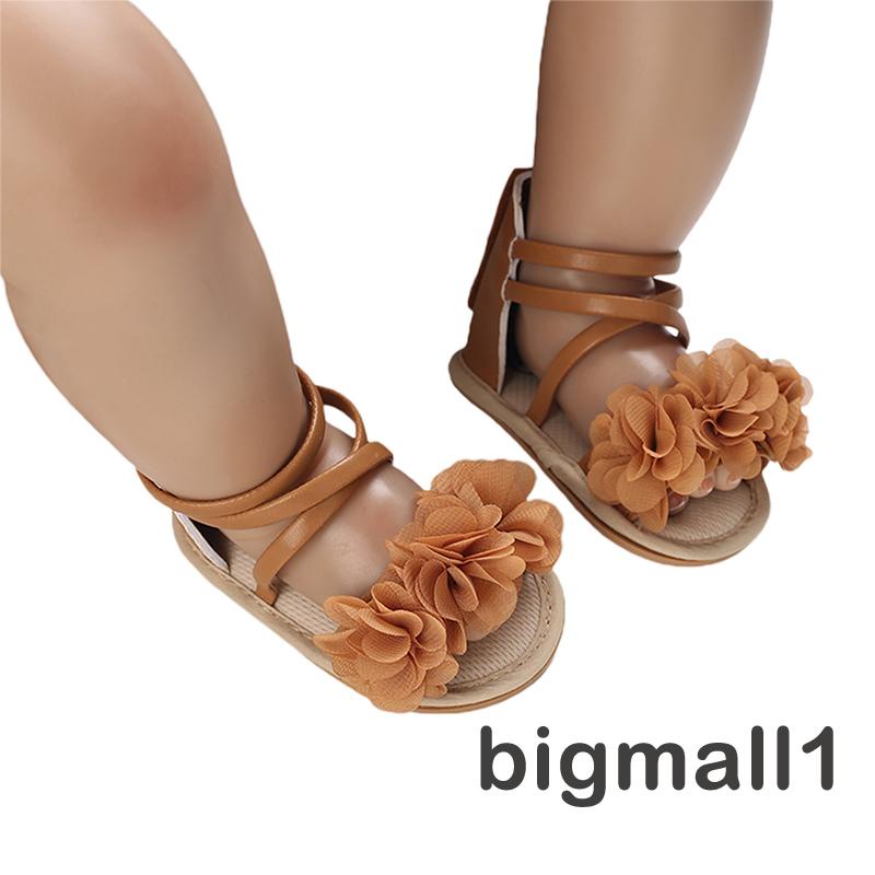 Bigmall-Xăng đan Công Chúa Đế Mềm Chống Trượt Họa Tiết Hoa Cho Bé Gái Sơ Sinh