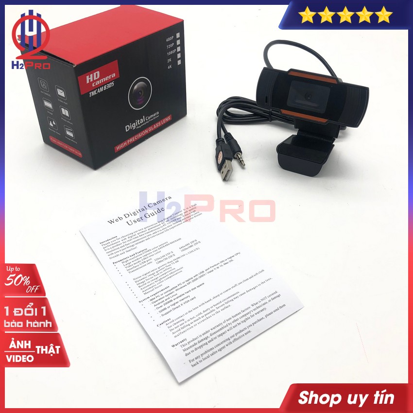 Webcam PC HD sắc nét-Có Mic H2Pro chân kẹp-dễ sử dụng (1 chiếc), webcam máy tính giá rẻ cho học sinh, sinh viên