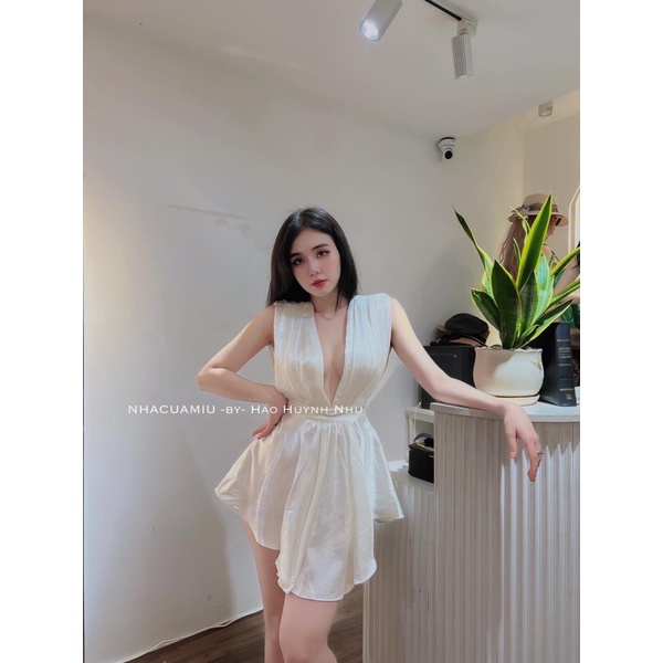 Jumpsuit shorp xếp ly ngực