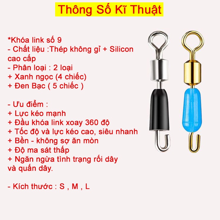 Vỉ Khóa Link Mà Ní Số 9 Câu Cá Chống Xoắn Cao cấp Siêu Tiện Lợi PK-2