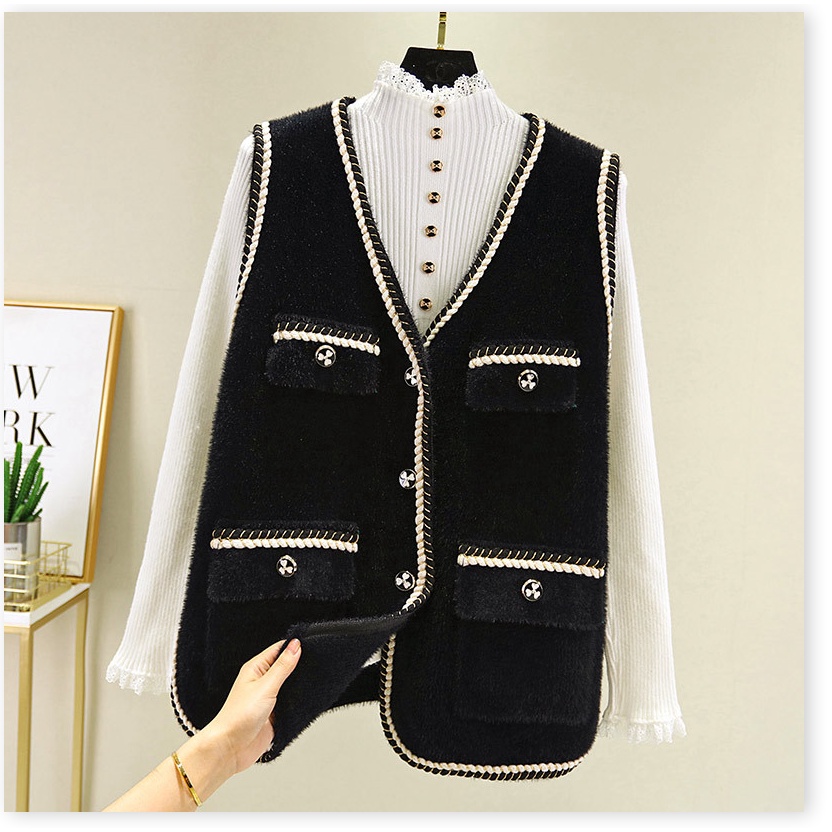 Áo len nữ đẹp, Áo khoác ghi lê gió nhỏ thơm áo khoác ghi lê của phụ nữ áo khoác vest hàng châu Âu các mẫu mùa xuân và mù