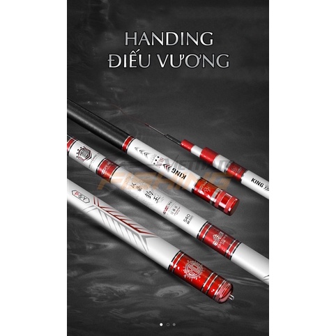 Cần Câu Handing Điếu Vương 5H-Công nghệ spiral X giúp cần mạnh mẽ hơn. Phân bố lực 28, đường kính ngọn 1.20