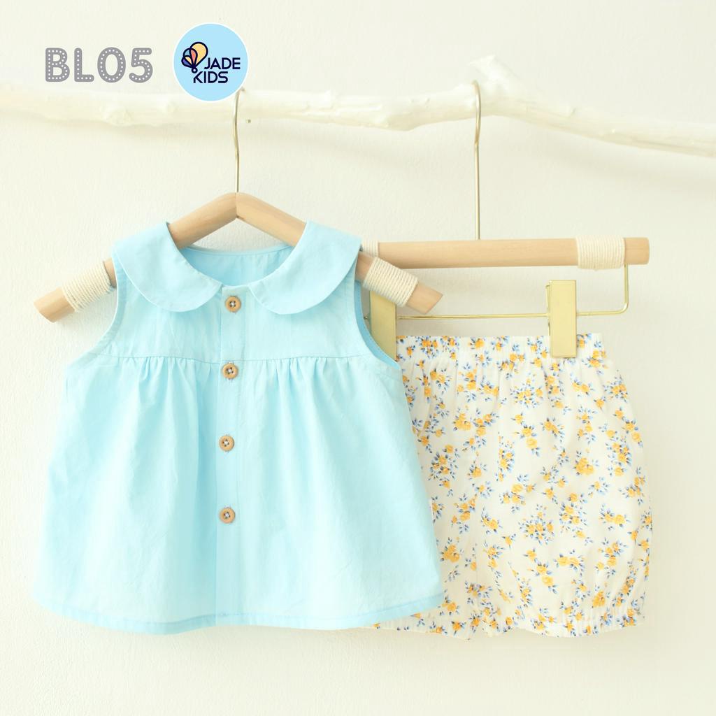 Quần áo trẻ em, Bộ đồ 3 lỗ cổ sen quần hoa chất liệu thô cotton 100% hàn quốc mềm mát thấm hút mồ hôi tốt cho bé