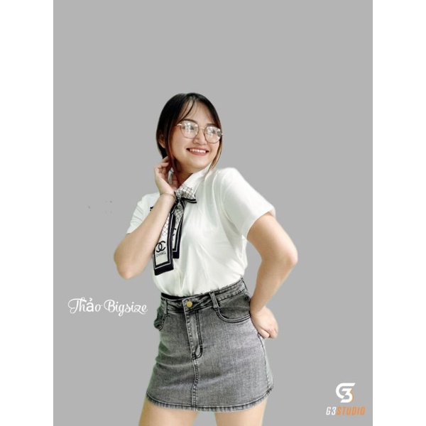 Áo sơ mi nơ bigsize 55 đến 90 ký (Hình thật)