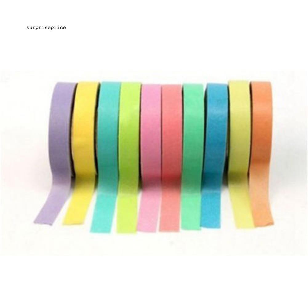 Set 10 cuộn băng dính dài 5m tự dính nhiều màu