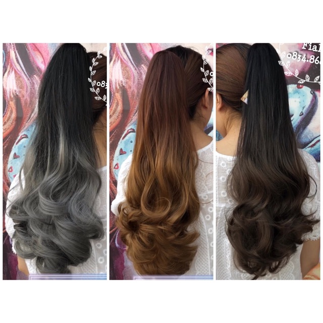 Ngoạm xoăn Ombre tóc giả ❤️FREESHIP- Ngoạm nhuộm cao cấp