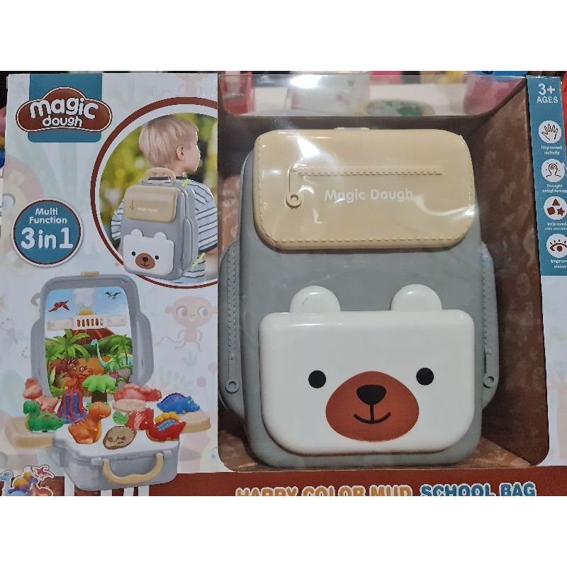 Balo bột nặn công viên khủng long đa năng cho bé, hộp 38.5cm, mã 8628 siêu ngầu.