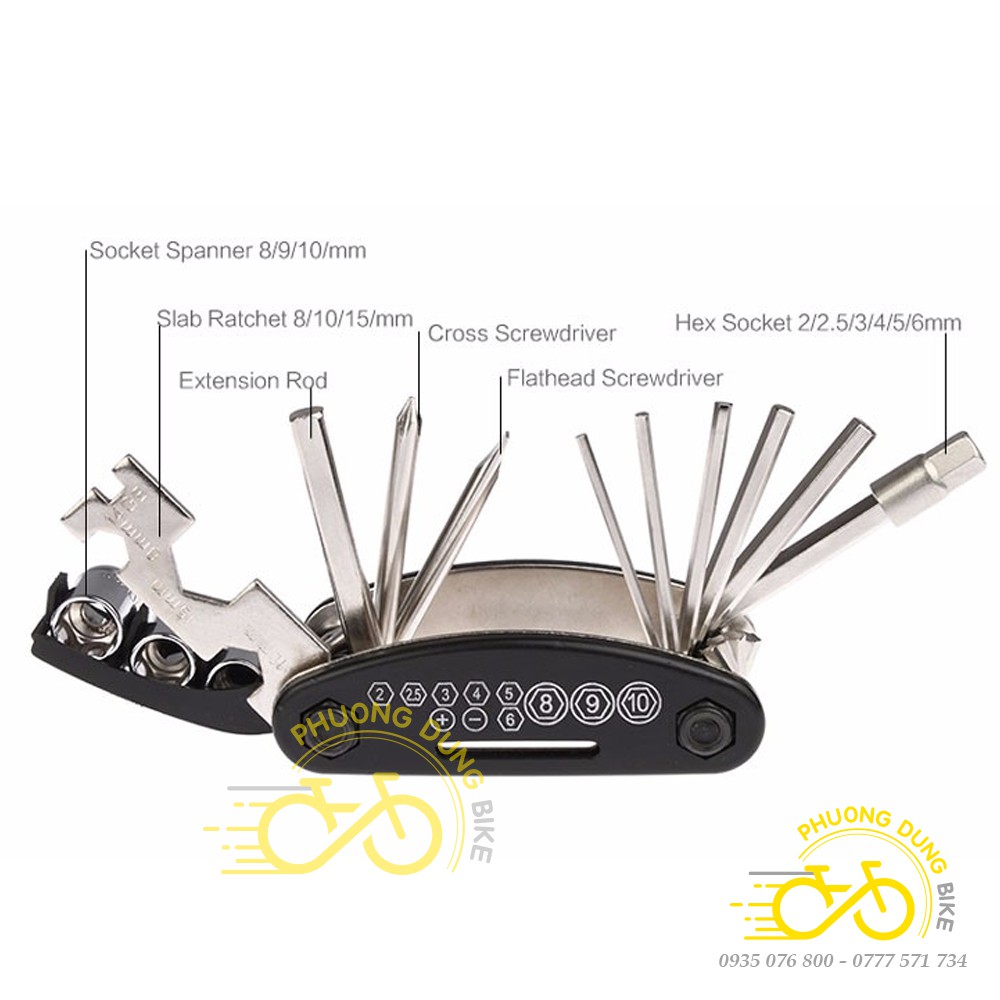 Bộ dụng cụ sửa chữa đa năng xe đạp 16 món