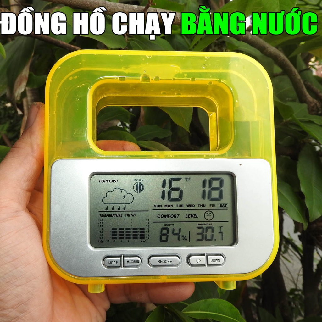 Đồng hồ không dùng pin đồng hồ chạy bằng nước để bàn dùng năng lượng từ nước không cần pin