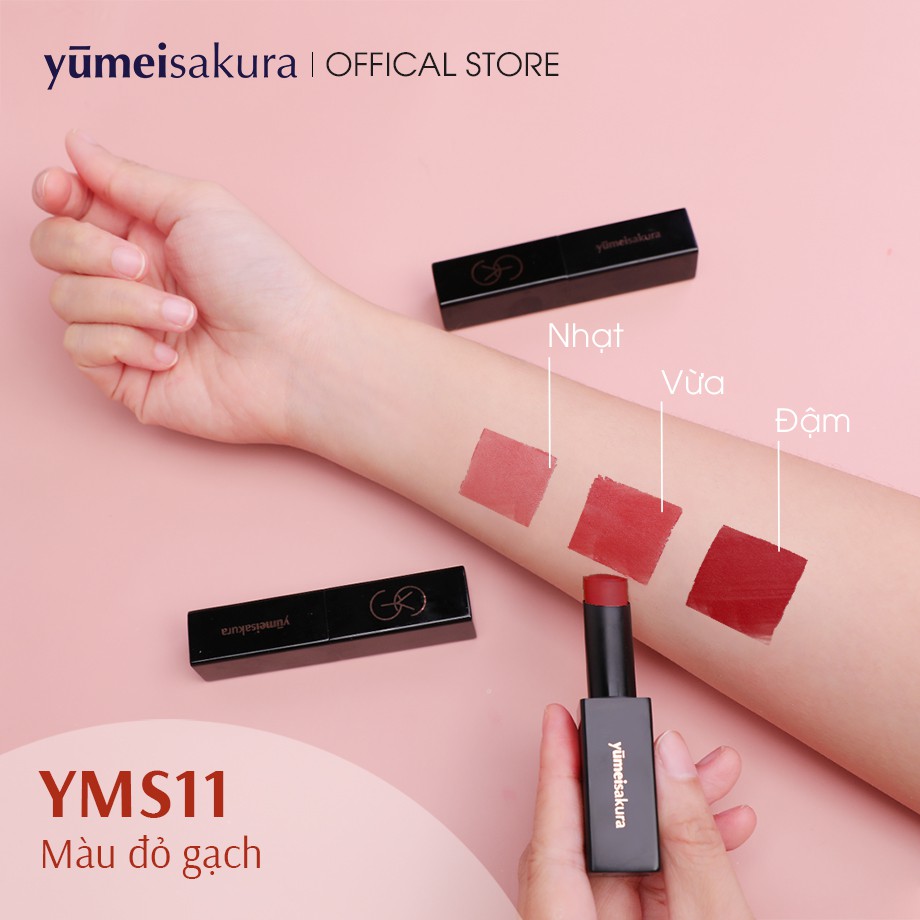 Son Lì Yumeisakura Matte Revolution Màu Đỏ Gạch YMS11 3.5gr