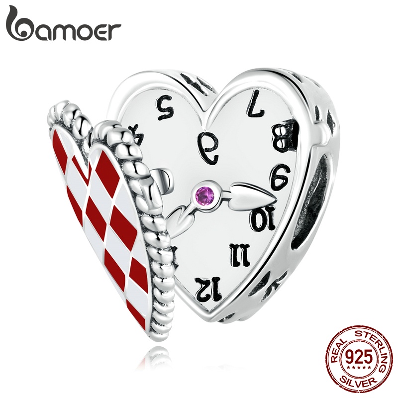 Phụ kiện làm vòng tay bạc 925 Bamoer mặt hình trái tim thời trang cho nữ