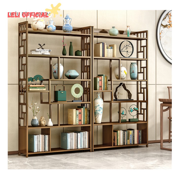 Tủ trang trí phòng khách đựng rượu, đồ lưu niệm làm bằng tre chắc chắn - Leli Official