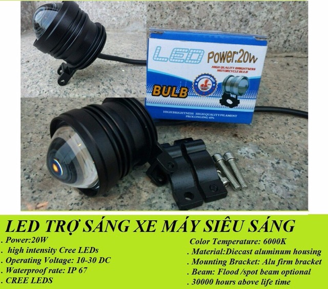 Đèn LED trợ sáng L4-T2 gương cầu siêu sáng