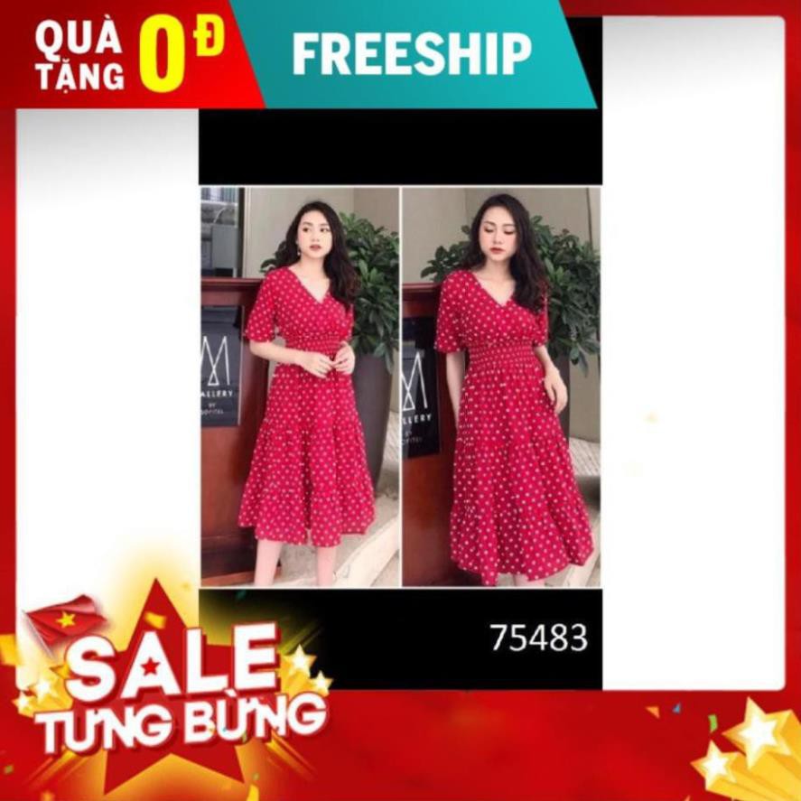 [Hàng Loại A] Đầm Lụa Chấm Bi Nữ Sang Trọng Thanh Lịch Mẫu Siêu Đẹp - 75483