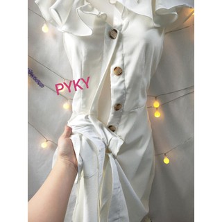🌺DTB202192144 ĐẦM MIDI NÚT CỔ BÈO🌺