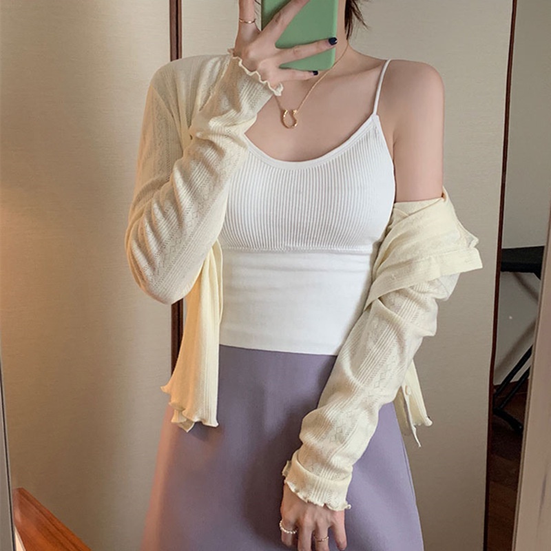 Áo hai dây SUXI có mút đệm ngực màu trơn thời trang xuân hè cho nữ