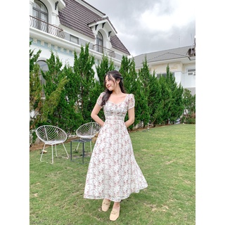 Đầm Aurora - Đầm maxi cổ vuông phối ren