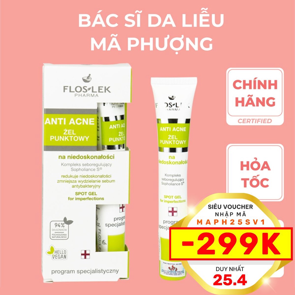 [CHÍNH HÃNG] Kem bôi giảm mụn FLOSLEK ANTI ACNE SPOT GEL FOR IMPERFECTION 20ml