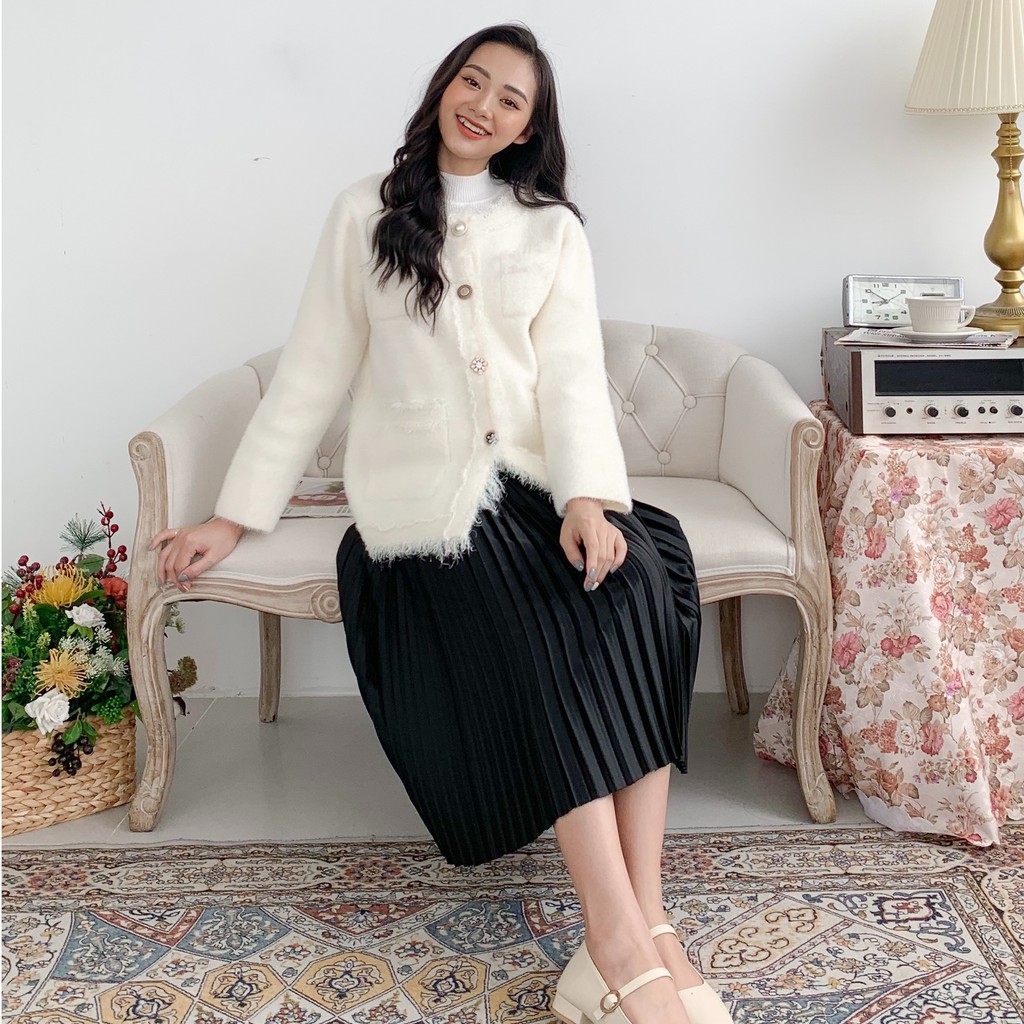 Áo khoác len lông mịn cao cấp - Áo Khoác Nữ Cardigan dáng ngắn hàng cao cấp thiết kế Medyla - AKL002 | BigBuy360 - bigbuy360.vn