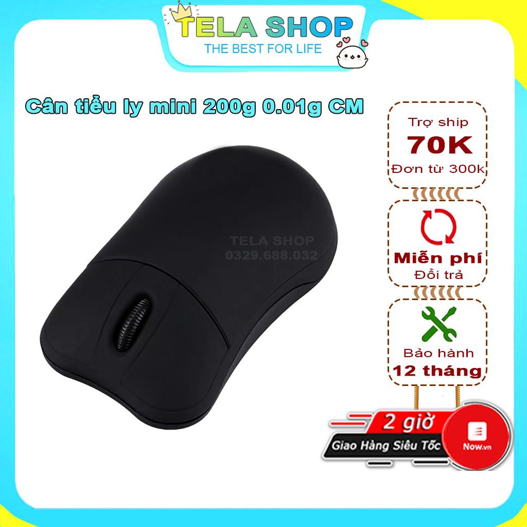 Cân Tiểu Ly Mini 200g Chuột Máy Tính Chính Xác Cao Tặng Pin Tela Shop