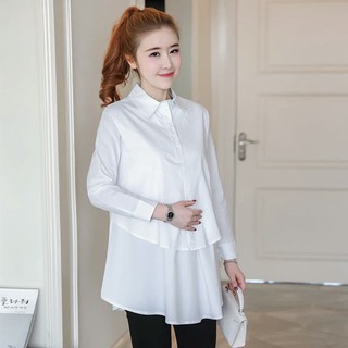 Áo bầu trắng cổ đức dài tay