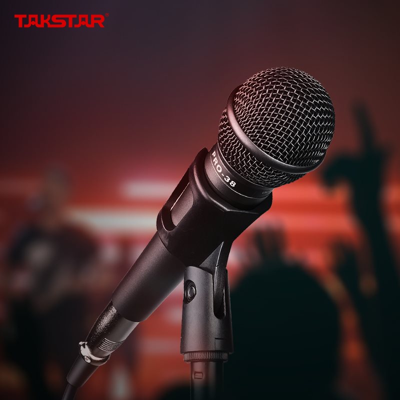 Mic Hát Karaoke Có Dây Takstar PRO-38 Dây Dài 6m, Độ Nhạy Cao, Lọc Ồn, Chống Nhiễu, Chính Hãng Giá Rẻ Bảo Hành 1 Năm