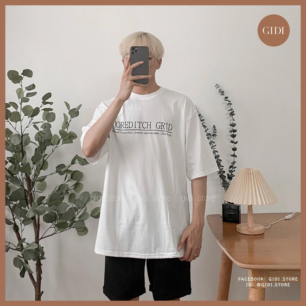 Áo Phông BASIC Nam Nữ Unisex in chữ GRID màu Hồng/ Trắng/ Đen/ Choco form rộng vải thun co giãn không nhăn GIDI | BigBuy360 - bigbuy360.vn