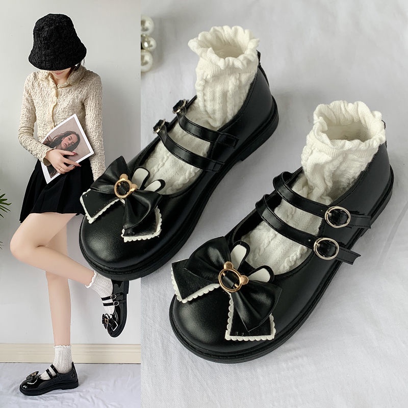 Giày Búp Bê Da Đế Bằng Phong Cách Lolita Nhật Bản 2022 Thời Trang Cho Nữ