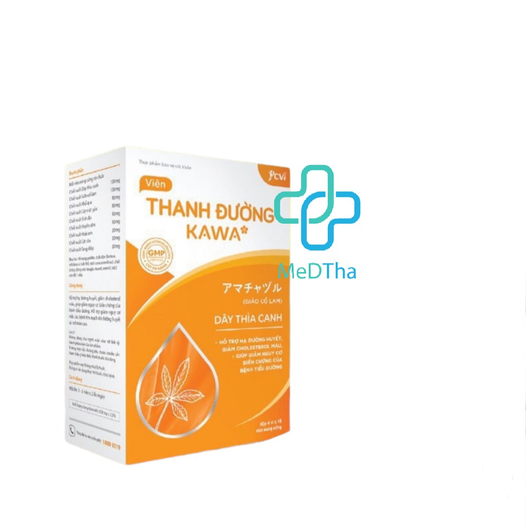 Thanh đường KAWA* - Hỗ trợ kiểm soát đường huyết, giảm cholesterol máu, giảm nguy cơ biến chứng tiểu đường (Hộp 40 viên)