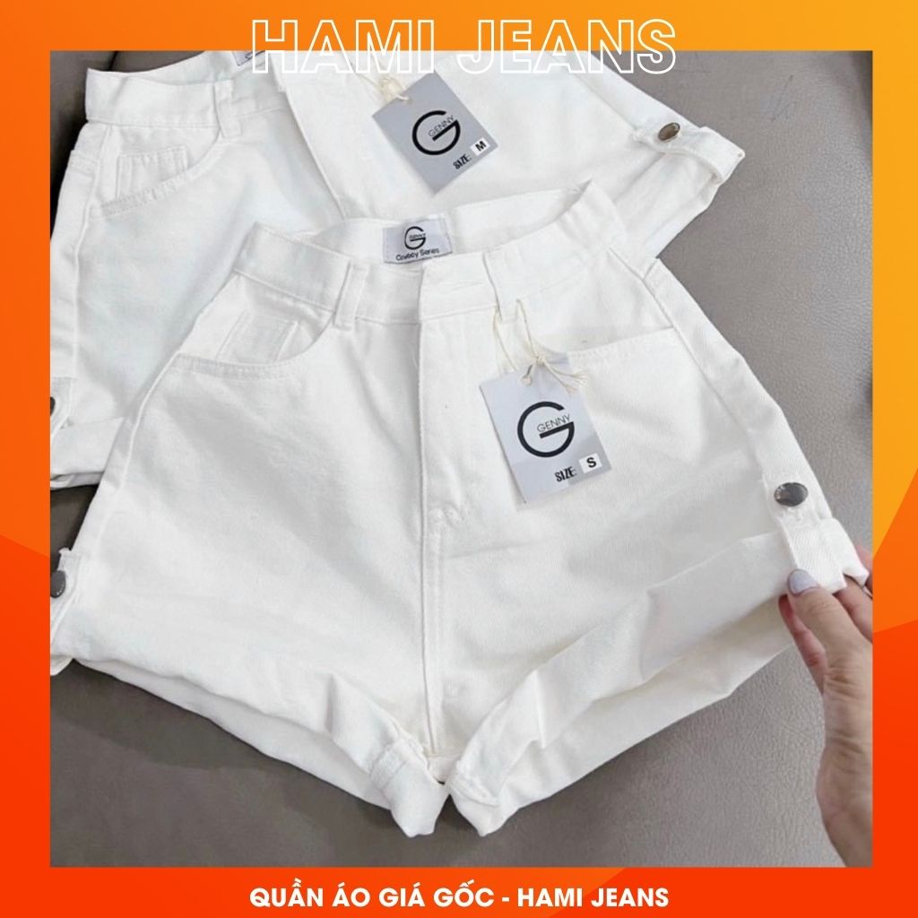 Quần short jean gấp lai cạp lưng cao quần đùi gấp lai quần short bò gấp gấu hàng loại đẹp