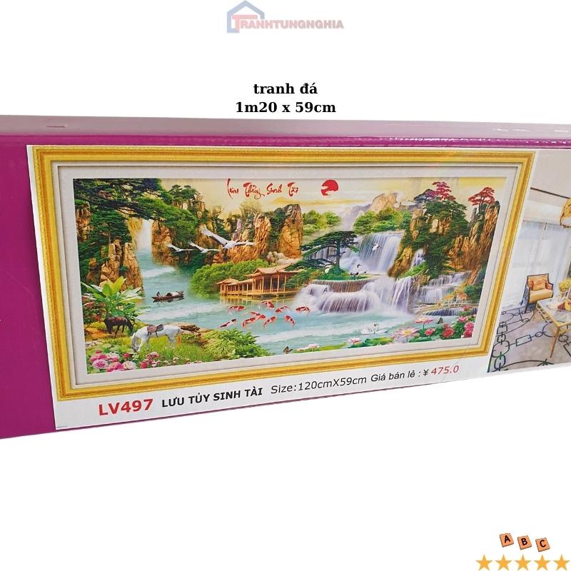 Tranh đính đá, tranh thêu chữ thập phong cảnh sơn thủy hữu tình