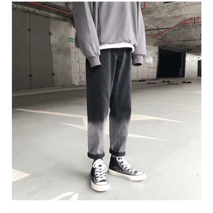 Quần Jeans nam ống xuông phai ống streetwear, quần bò nam dáng đứng mẫu wash 2 màu