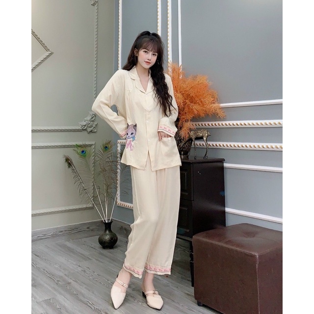Bộ Bầu thỏ đũi Mặc Nhà, Đồ Bầu Sau Sinh Mở Cúc Cho Con Bú và Quần Chun Chỉnh Bụng, Dài Tay