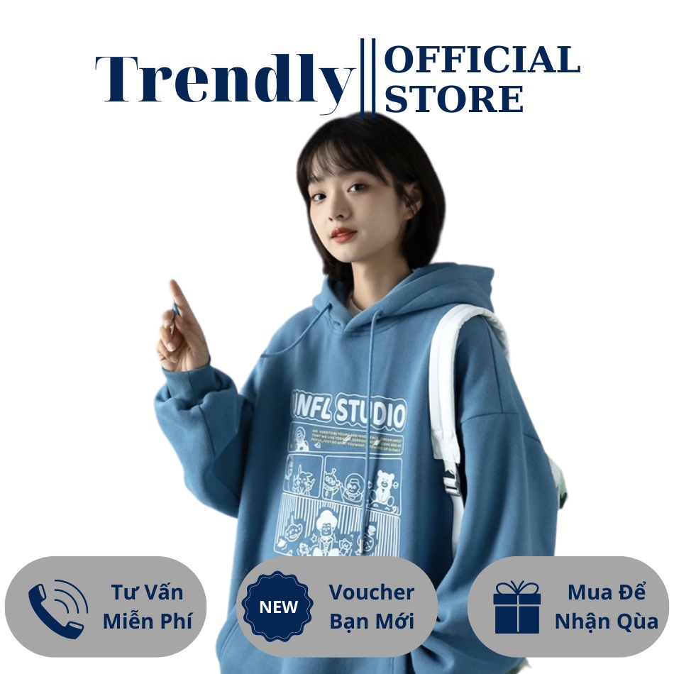 Áo Khoác Hoodie Form Rộng Nam Nữ Cute Chất Dày Có Mũ Màu Đen Xanh, Áo Hoodie Nỉ Basic Kéo Khóa Cặp Đôi Giá Rẻ