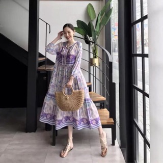 Váy thổ cẩm vintage boho maxi