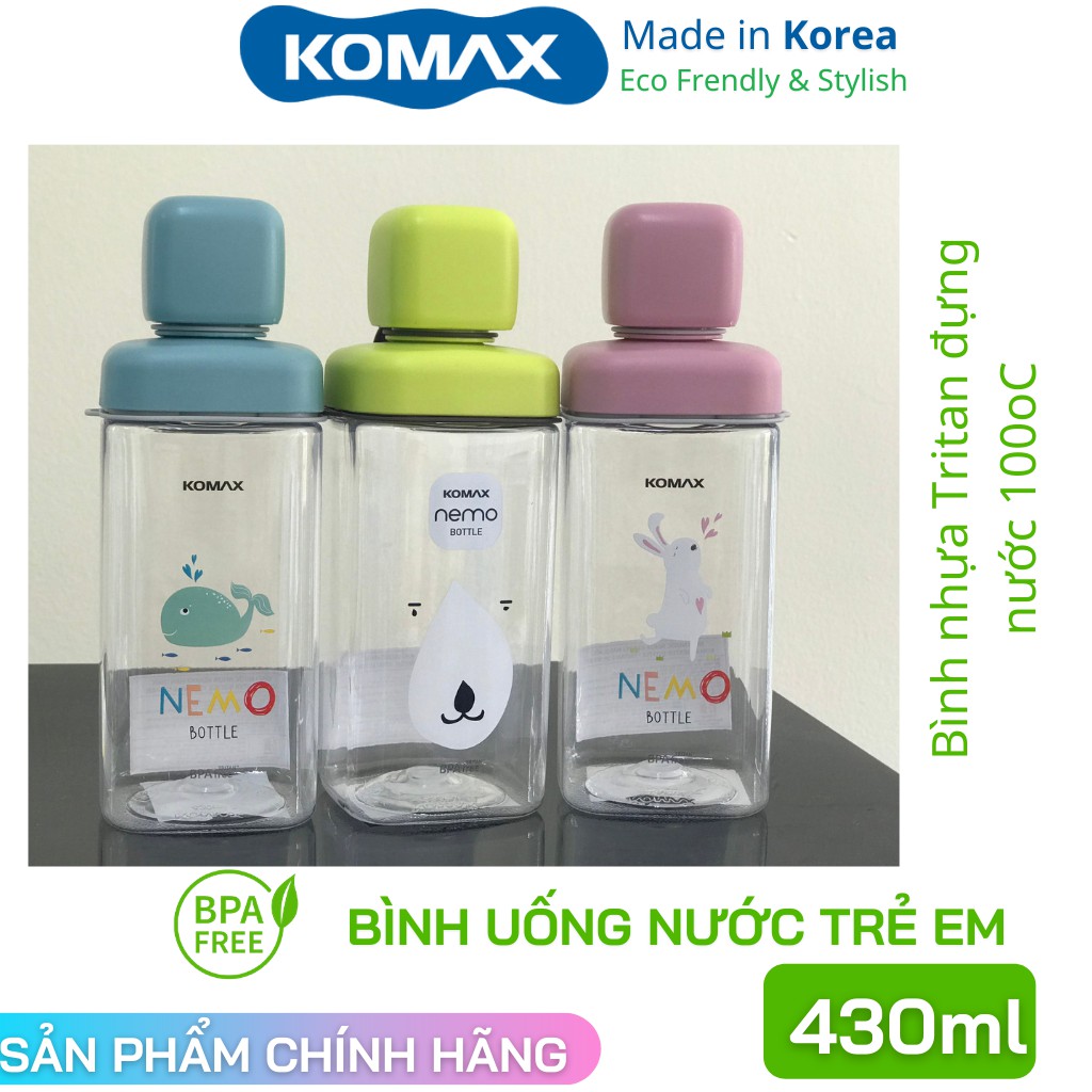 Bình nước thời trang trẻ em 3 màu Hàn Quốc KOMAX  430ml chất liệu Tritan HÀNG NHẬP KHẨU