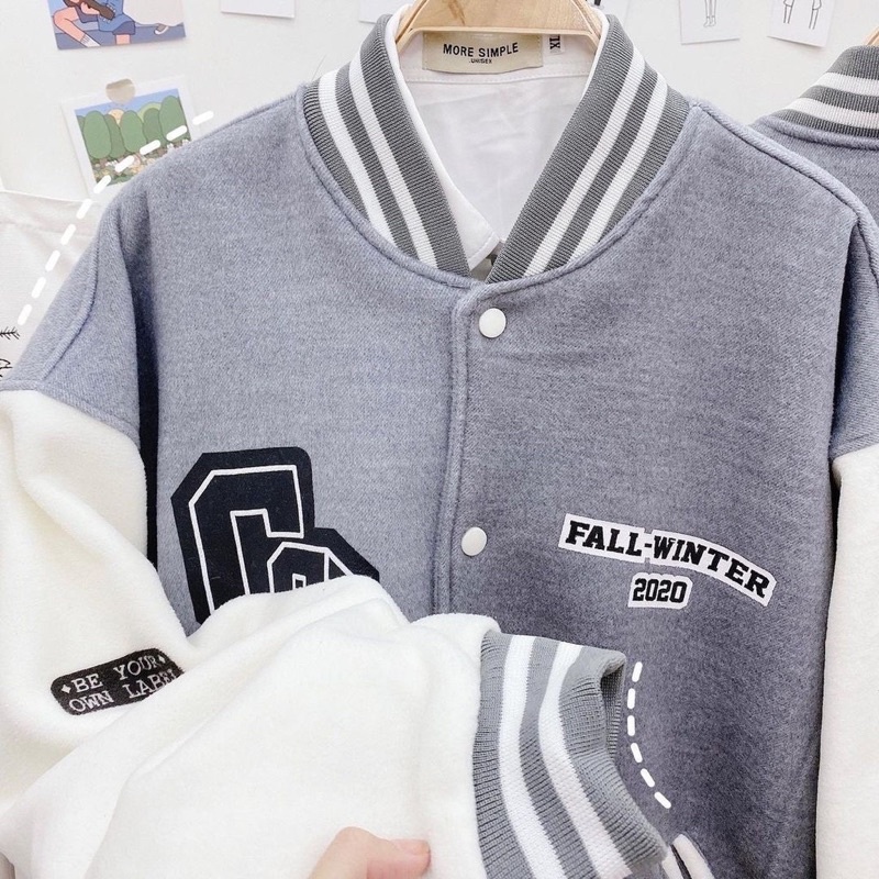 Áo bomber nam nữ unisex ,áo khoác nỉ tàn phối trắng, dày đẹp mềm mịn form rộng phong cách hàn quốc Freesize | BigBuy360 - bigbuy360.vn