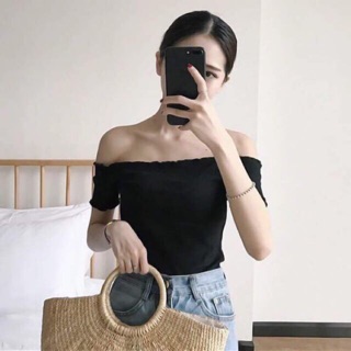 Áo trễ vai thun gân