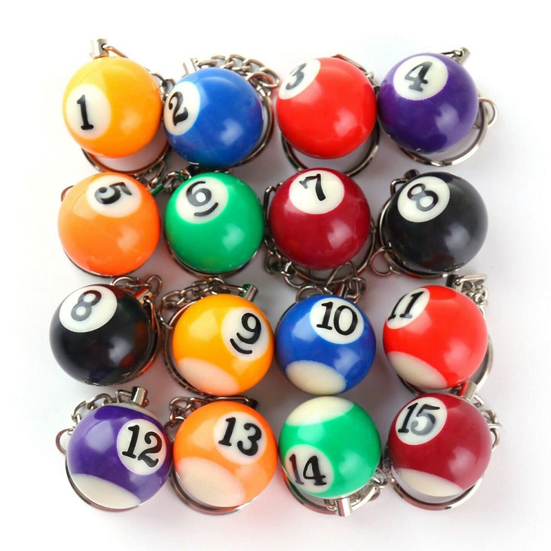 Set 16 Móc Khóa Quả Bóng Bida Mini Nhiều Màu Sắc