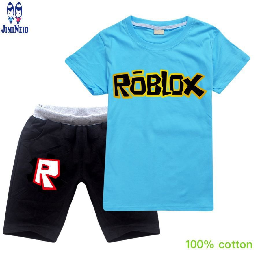 【JD】Korean Cute Cartoon Children Summer Short-sleeved cotton T-shirt + shorts 2-piece set ROBLOX Baby Kids Clothing