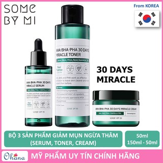 Bộ 3 Sản Phẩm Dưỡng Da Giảm Mụn Some By Mi (Nước Hoa Hồng, Tinh Chất, Kem Dưỡng) - Chính Hãng